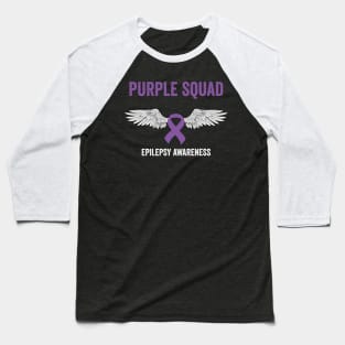 purple squad epilepsy awareness month - flying purple ribbon epilepsy support Baseball T-Shirt